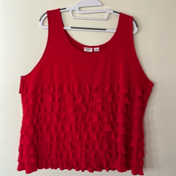 Cato Woman Red Tank Top With Ruffles In Front & Back Size 22/24 - Picture 1 of 10